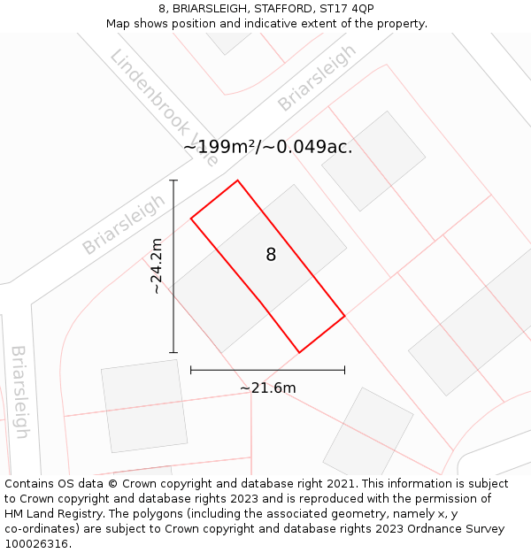 8, BRIARSLEIGH, STAFFORD, ST17 4QP: Plot and title map