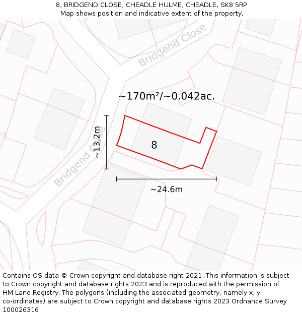 8, BRIDGEND CLOSE, CHEADLE HULME, CHEADLE, SK8 5RP: Plot and title map