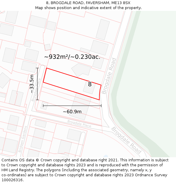 8, BROGDALE ROAD, FAVERSHAM, ME13 8SX: Plot and title map