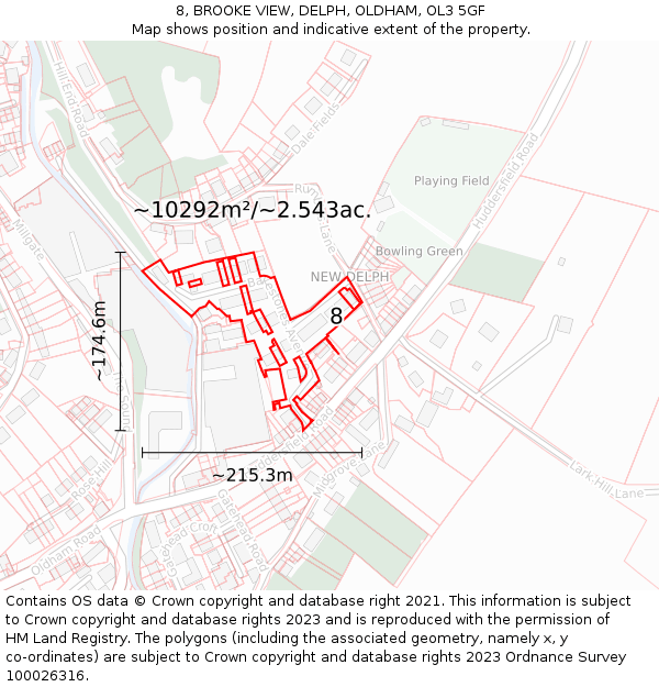 8, BROOKE VIEW, DELPH, OLDHAM, OL3 5GF: Plot and title map