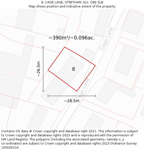 8, CAGE LANE, STRETHAM, ELY, CB6 3LB: Plot and title map