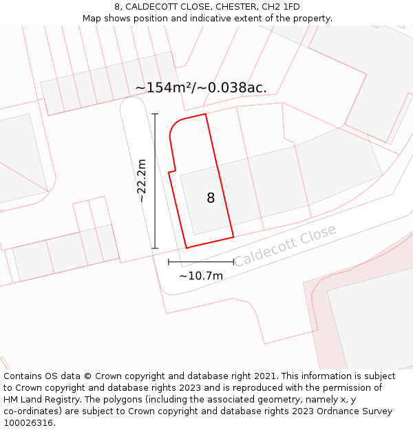 8, CALDECOTT CLOSE, CHESTER, CH2 1FD: Plot and title map
