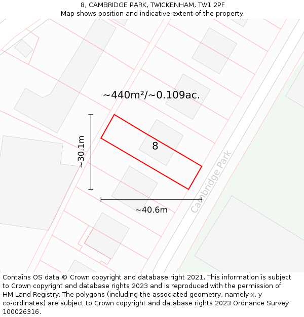 8, CAMBRIDGE PARK, TWICKENHAM, TW1 2PF: Plot and title map