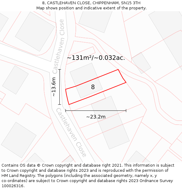 8, CASTLEHAVEN CLOSE, CHIPPENHAM, SN15 3TH: Plot and title map