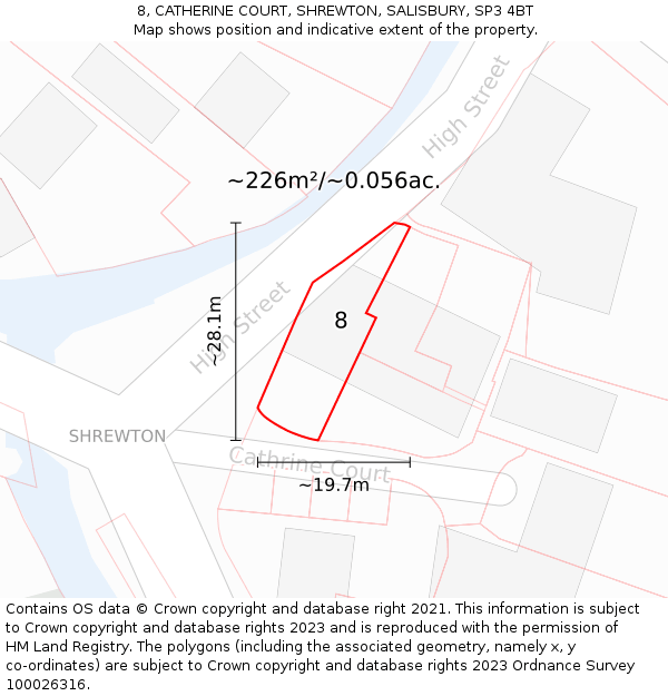 8, CATHERINE COURT, SHREWTON, SALISBURY, SP3 4BT: Plot and title map