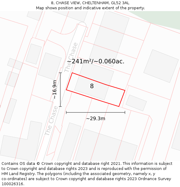 8, CHASE VIEW, CHELTENHAM, GL52 3AL: Plot and title map