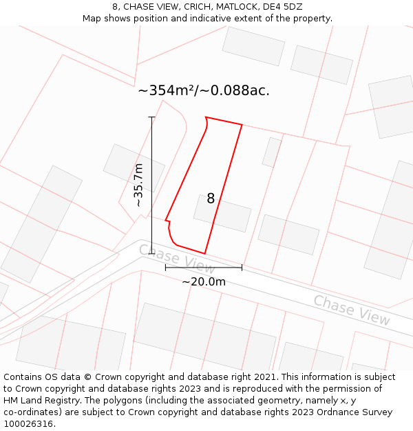 8, CHASE VIEW, CRICH, MATLOCK, DE4 5DZ: Plot and title map