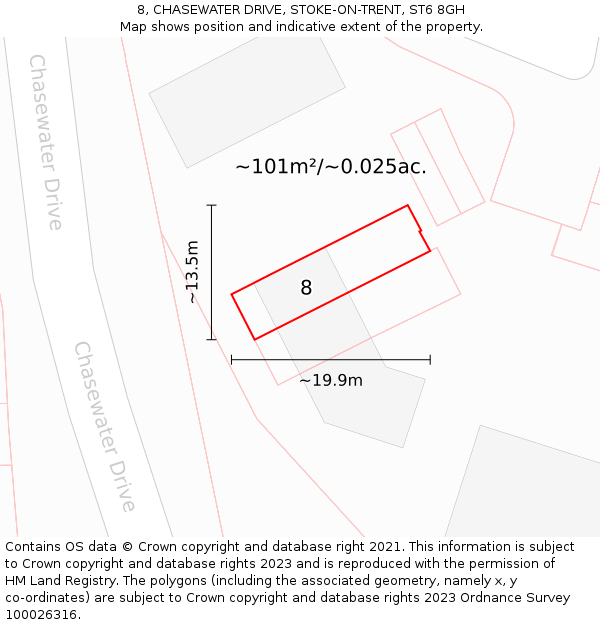 8, CHASEWATER DRIVE, STOKE-ON-TRENT, ST6 8GH: Plot and title map