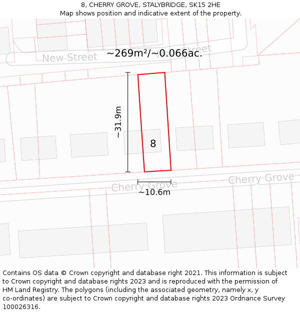 8, CHERRY GROVE, STALYBRIDGE, SK15 2HE: Plot and title map