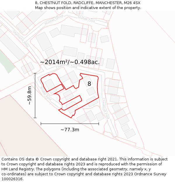 8, CHESTNUT FOLD, RADCLIFFE, MANCHESTER, M26 4SX: Plot and title map
