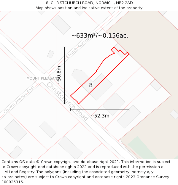 8, CHRISTCHURCH ROAD, NORWICH, NR2 2AD: Plot and title map