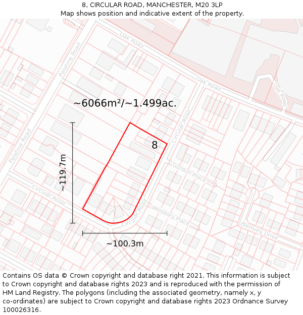8, CIRCULAR ROAD, MANCHESTER, M20 3LP: Plot and title map