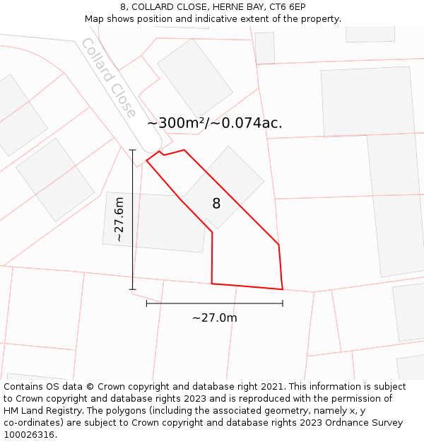 8, COLLARD CLOSE, HERNE BAY, CT6 6EP: Plot and title map