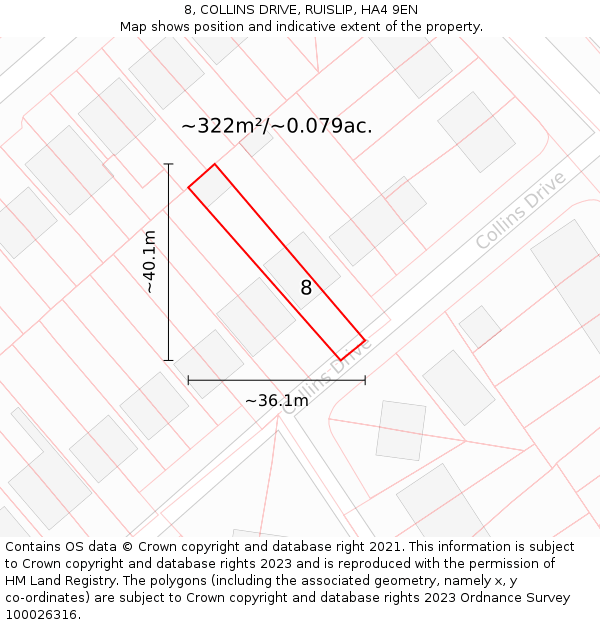 8, COLLINS DRIVE, RUISLIP, HA4 9EN: Plot and title map