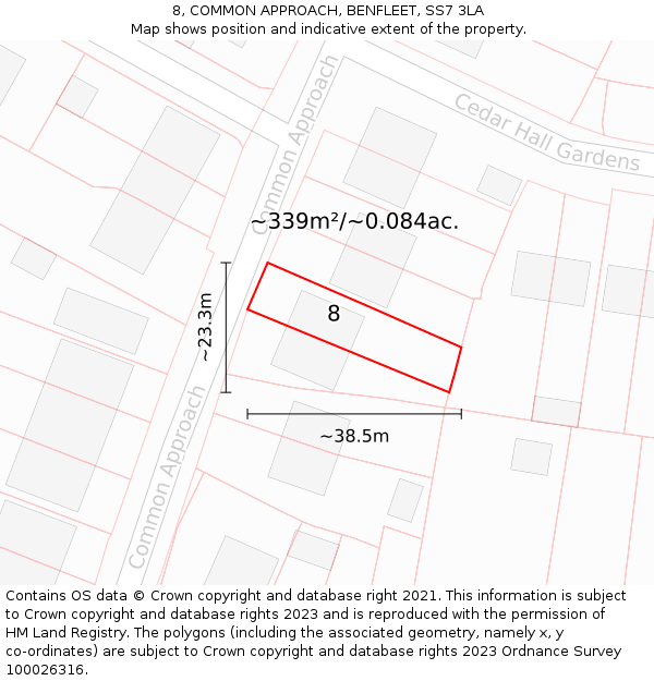 8, COMMON APPROACH, BENFLEET, SS7 3LA: Plot and title map