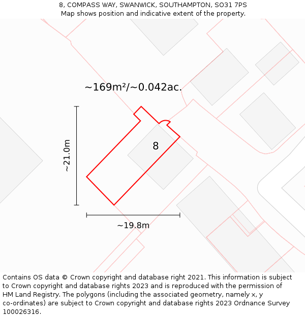 8, COMPASS WAY, SWANWICK, SOUTHAMPTON, SO31 7PS: Plot and title map