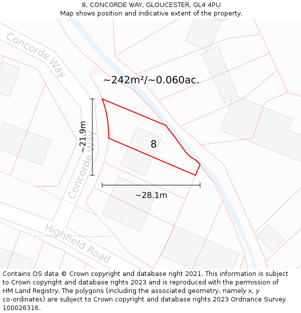 8, CONCORDE WAY, GLOUCESTER, GL4 4PU: Plot and title map