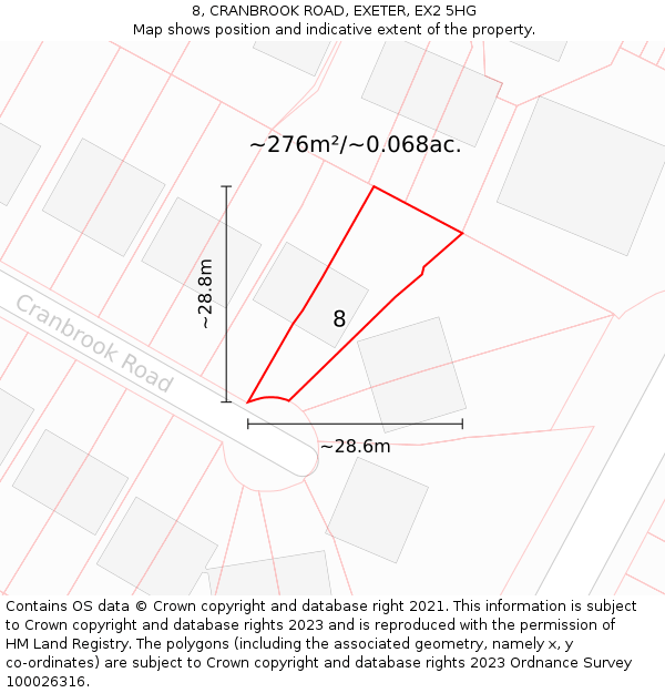 8, CRANBROOK ROAD, EXETER, EX2 5HG: Plot and title map