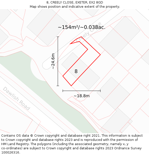 8, CREELY CLOSE, EXETER, EX2 8GD: Plot and title map
