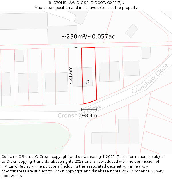 8, CRONSHAW CLOSE, DIDCOT, OX11 7JU: Plot and title map