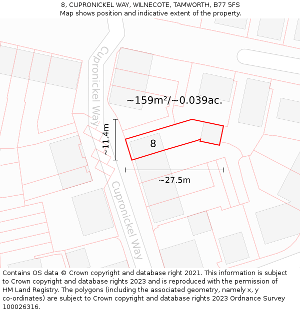 8, CUPRONICKEL WAY, WILNECOTE, TAMWORTH, B77 5FS: Plot and title map