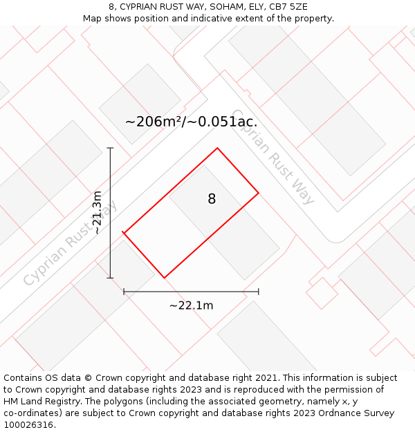 8, CYPRIAN RUST WAY, SOHAM, ELY, CB7 5ZE: Plot and title map