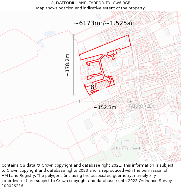 8, DAFFODIL LANE, TARPORLEY, CW6 0GR: Plot and title map
