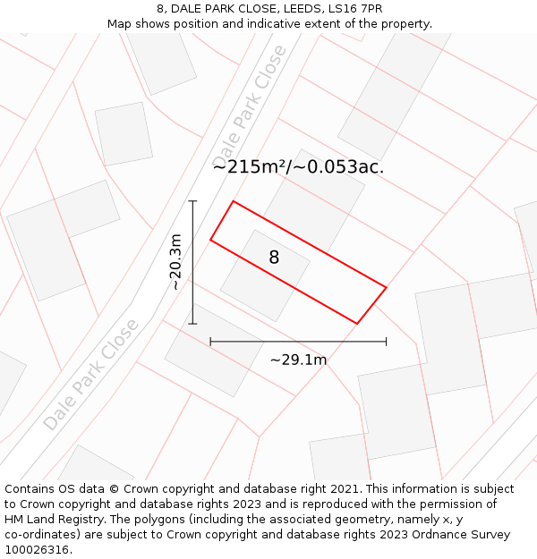 8, DALE PARK CLOSE, LEEDS, LS16 7PR: Plot and title map