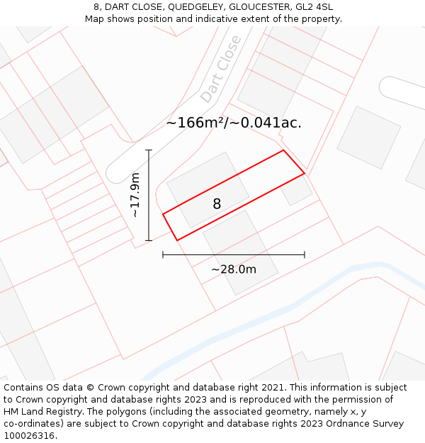 8, DART CLOSE, QUEDGELEY, GLOUCESTER, GL2 4SL: Plot and title map