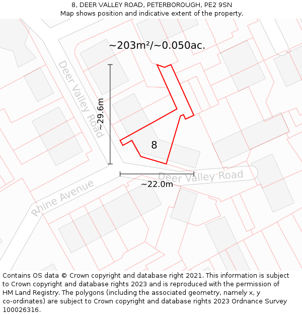 8, DEER VALLEY ROAD, PETERBOROUGH, PE2 9SN: Plot and title map