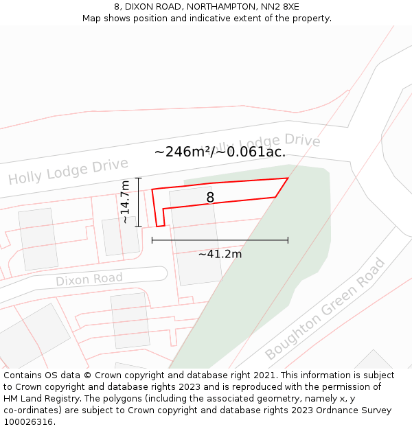 8, DIXON ROAD, NORTHAMPTON, NN2 8XE: Plot and title map