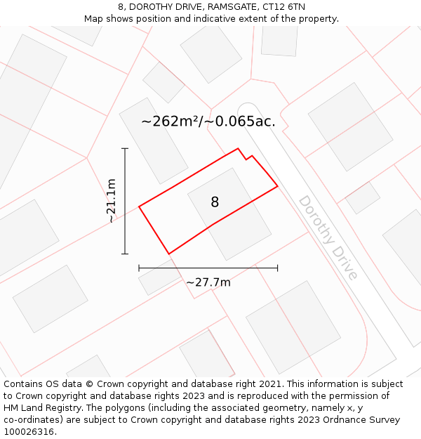 8, DOROTHY DRIVE, RAMSGATE, CT12 6TN: Plot and title map