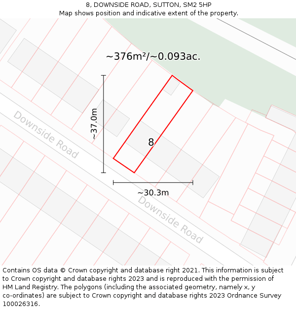 8, DOWNSIDE ROAD, SUTTON, SM2 5HP: Plot and title map