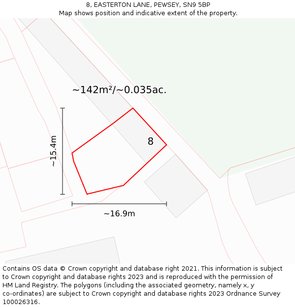 8, EASTERTON LANE, PEWSEY, SN9 5BP: Plot and title map