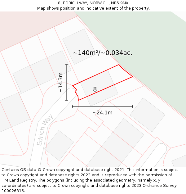 8, EDRICH WAY, NORWICH, NR5 9NX: Plot and title map