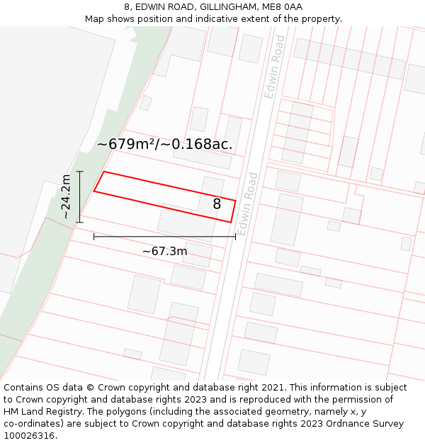 8, EDWIN ROAD, GILLINGHAM, ME8 0AA: Plot and title map