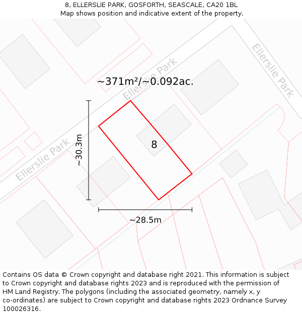 8, ELLERSLIE PARK, GOSFORTH, SEASCALE, CA20 1BL: Plot and title map