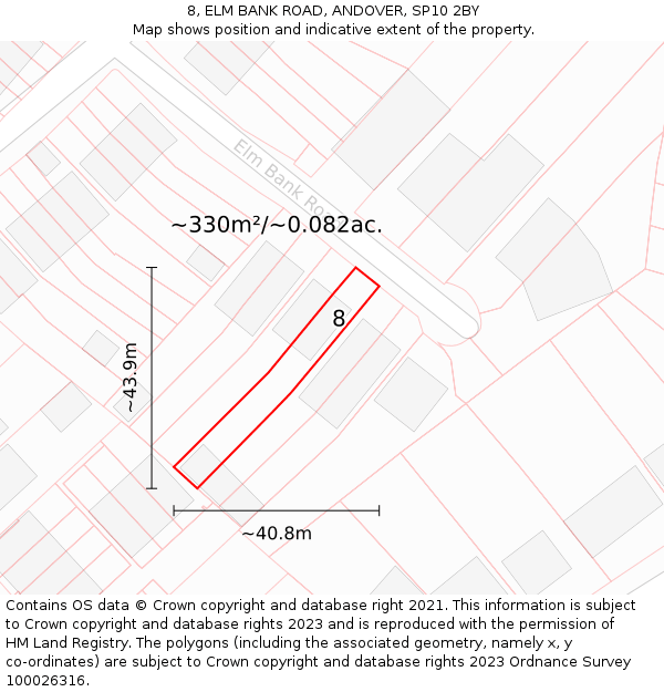 8, ELM BANK ROAD, ANDOVER, SP10 2BY: Plot and title map