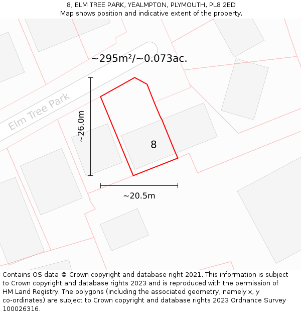 8, ELM TREE PARK, YEALMPTON, PLYMOUTH, PL8 2ED: Plot and title map