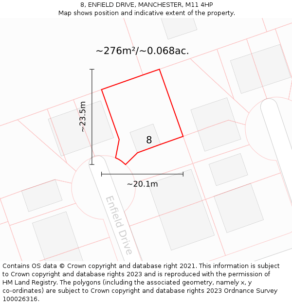 8, ENFIELD DRIVE, MANCHESTER, M11 4HP: Plot and title map