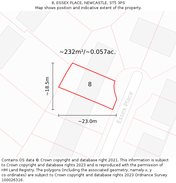 8, ESSEX PLACE, NEWCASTLE, ST5 3PS: Plot and title map