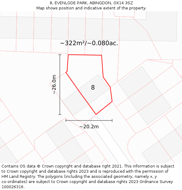 8, EVENLODE PARK, ABINGDON, OX14 3SZ: Plot and title map