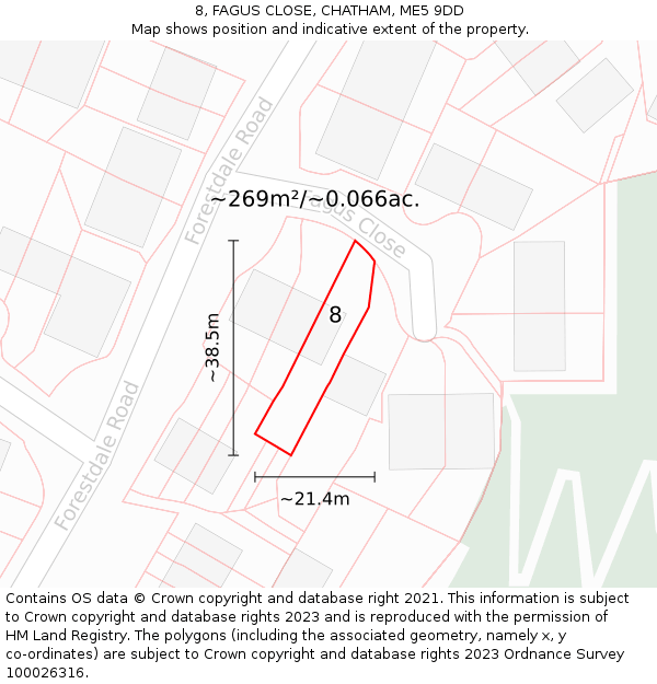 8, FAGUS CLOSE, CHATHAM, ME5 9DD: Plot and title map