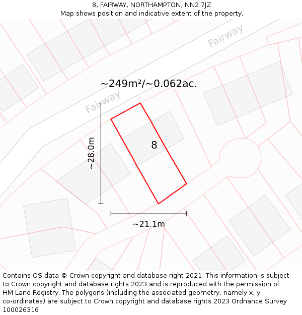 8, FAIRWAY, NORTHAMPTON, NN2 7JZ: Plot and title map