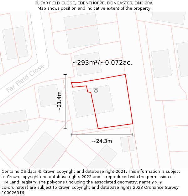 8, FAR FIELD CLOSE, EDENTHORPE, DONCASTER, DN3 2RA: Plot and title map