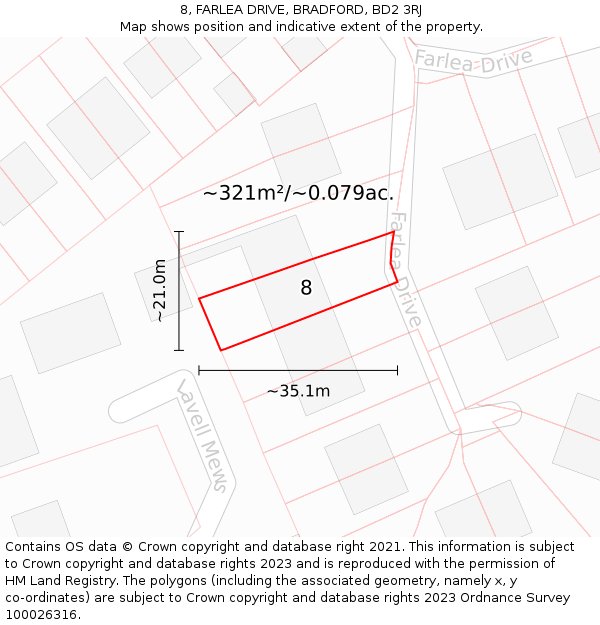 8, FARLEA DRIVE, BRADFORD, BD2 3RJ: Plot and title map
