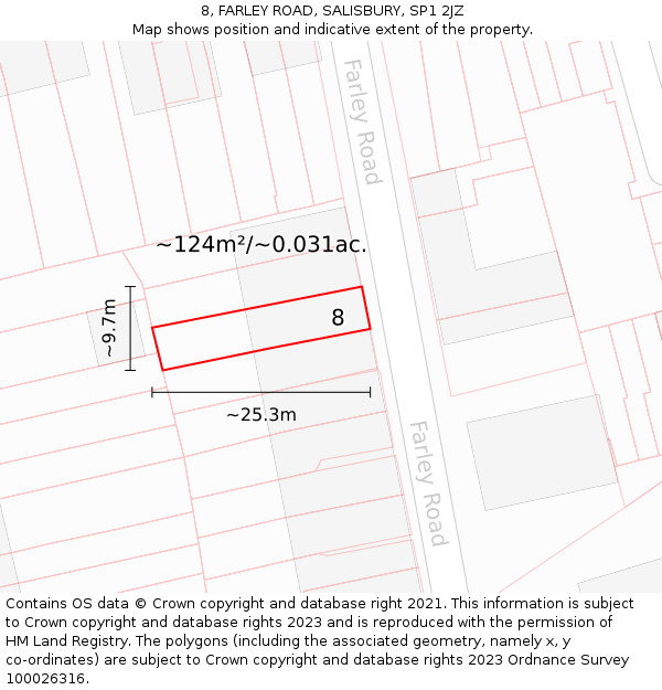 8, FARLEY ROAD, SALISBURY, SP1 2JZ: Plot and title map