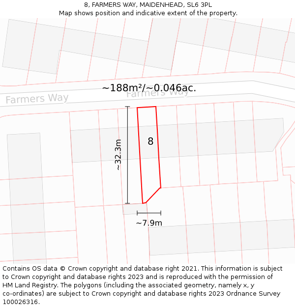 8, FARMERS WAY, MAIDENHEAD, SL6 3PL: Plot and title map