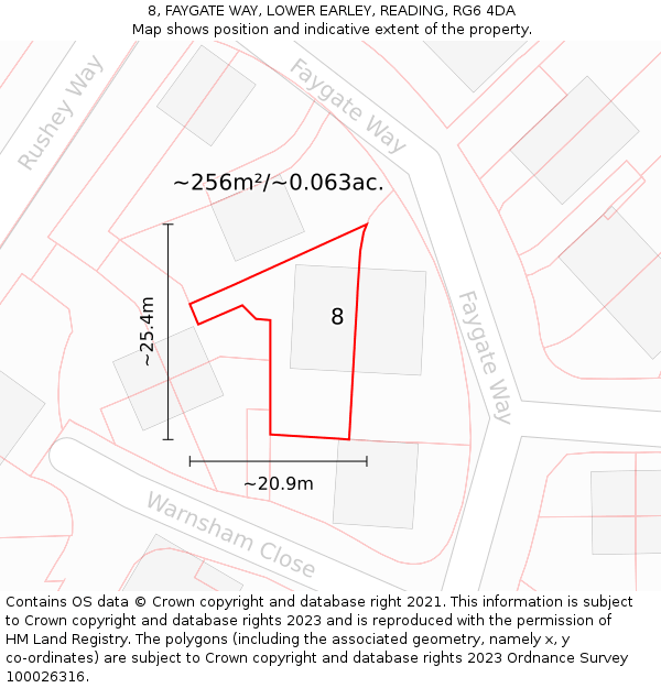 8, FAYGATE WAY, LOWER EARLEY, READING, RG6 4DA: Plot and title map
