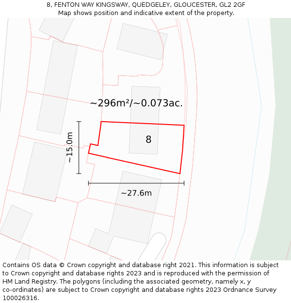8, FENTON WAY KINGSWAY, QUEDGELEY, GLOUCESTER, GL2 2GF: Plot and title map